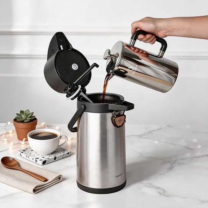 3L/102 Oz Airpot Coffee Dispenser Thermal with Pump & 1L/34 Oz French Press Coffee Maker