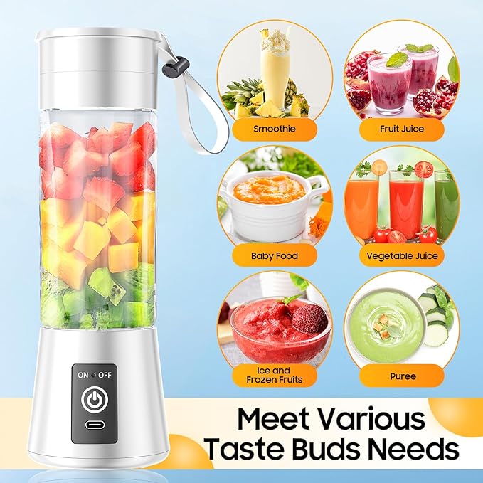 Portable Blender for Smoothies & Shakes - Cordless Personal Size Mini Blender with BAP Free Juice Cup, USB Rechargeable Suit for Sports/Picnic, Mother's Day
