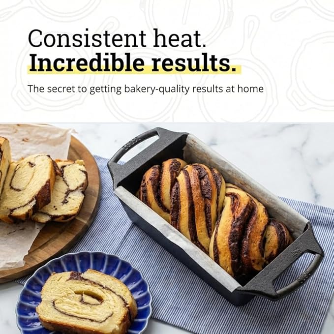 Lodge Cast Iron Loaf Pan - 8.5 x 4.5 Inch PFAS-Free Bread Baking Pan - Naturally Seasoned Cast Iron Bakeware for Sourdough, Meatloaf, Breads, and More - Made in the USA - 2 Pack