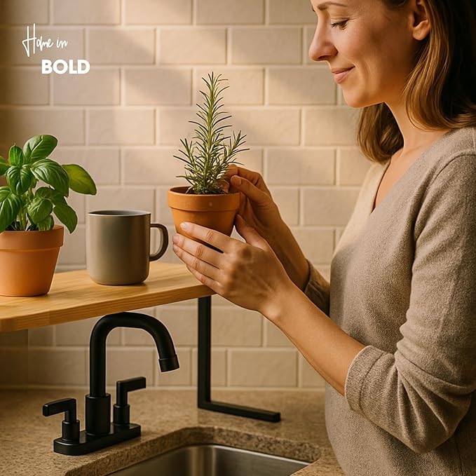 Home in Bold Over The Sink Shelf for Tall Faucet - Space-Saving Bathroom Over Faucet Kitchen Narrow Counter Over Sink Organizer, 30” L 6.25” W 9.25” H Metal Above Sink Shelf Top of Sink [Waterproof]