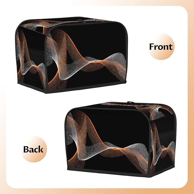 2 Slice Toaster Cover,Abstract Glowing Spiral Lines On Black Small Kitchen Appliance Bread Machine Cover with Pockets,Dust & Fingerprint Protection