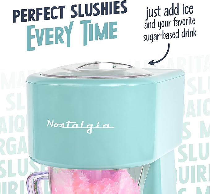 Nostalgia Retro 40-Ounce Frozen Beverage Station - Slushie Machine and Ice Shaver with Automatic Mixing for Soda, Cocktails and Margaritas - Easy & Safe Use - Aqua