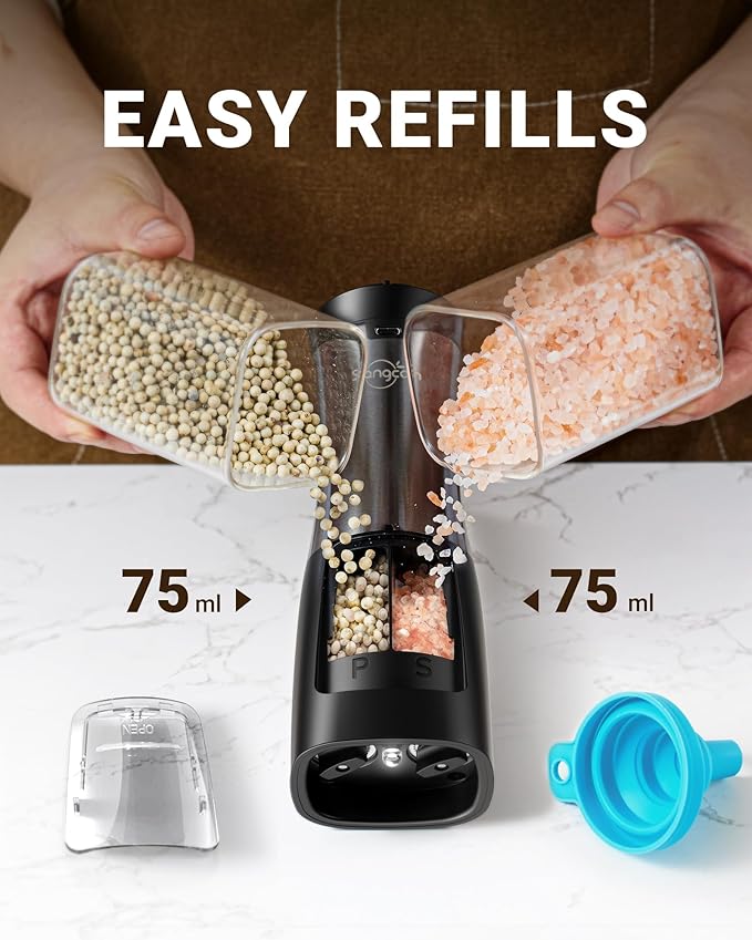 USB Rechargeable 2 in 1 Electric Salt and Pepper Grinder Set Shaker & 5 in 1 Blender and Food Processor Combo for Kitchen