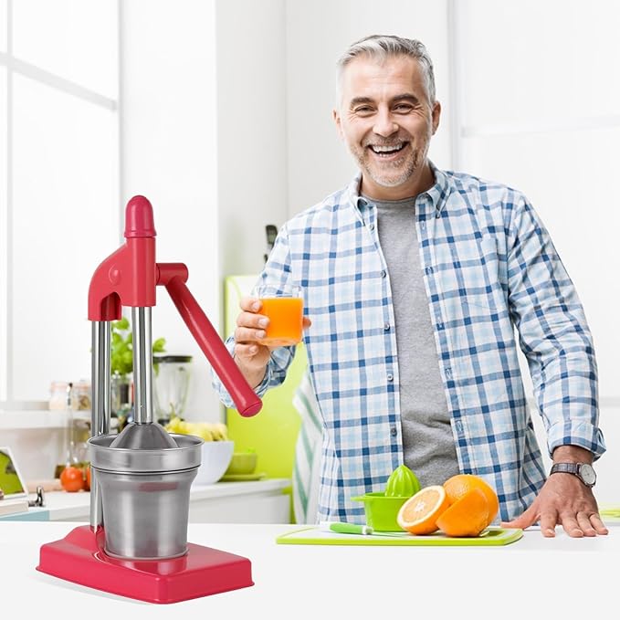 Cast Iron Juicer Hand Press, Manual Juicer Stainless Steel Lemon Squeezer Home Decor, Heavy Duty Countertop Lime Citrus Crush Machine for Fresh Lemonade Orange Juice, Easy to Clean