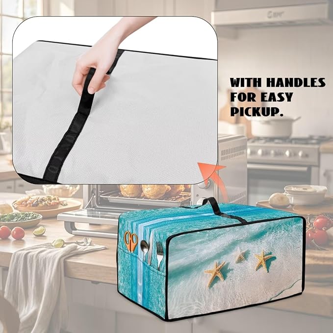 Convection Oven Cover Kitchen Countertop Appliance Covers Washable Convection Microwave Oven Protector 14.5 x 18.5 x 9 Inches, S, Beach Starfish Hawaii