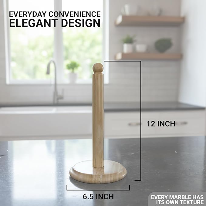 Marble Paper Towel Holder Handmade Napkin Dish Towel Holder - Towel Kitchen Storage Roll Paper Towel Holder Stand - Non Plastic Non Rustic Towel Storage, Burma Teak