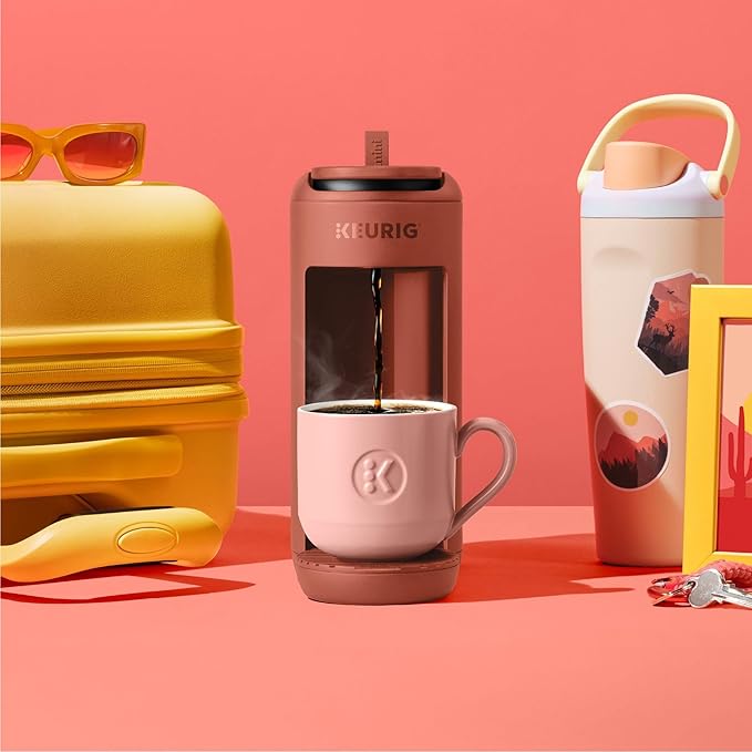 Keurig K-Mini Mate Single Serve K-Cup Pod Coffee Maker, Brews Up to 12 oz Cup, Compact Portable Coffee Machine for Small Spaces, Great for Dorms & Offices, Red Rocks