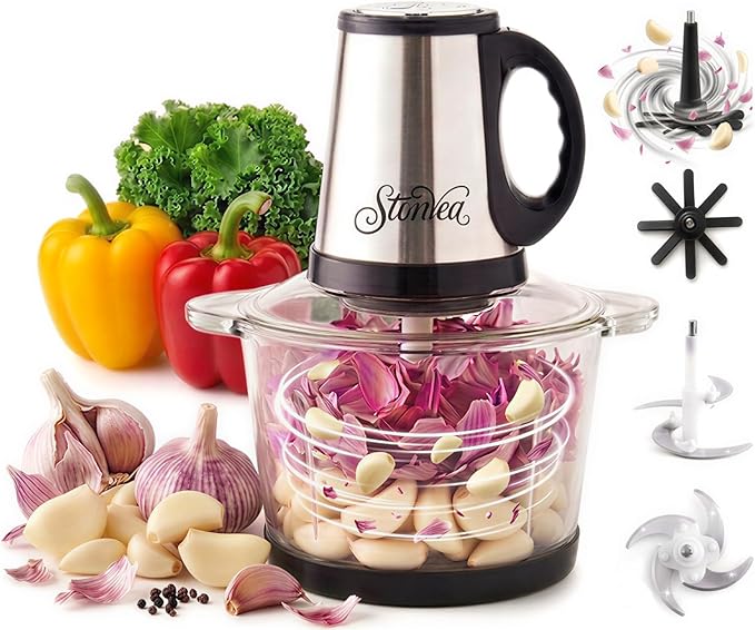 Electric Garlic Peeler & Chopper 300W – Automatic Garlic Peeler Machine with 2L Jar & Dual Blades, Electric Garlic Mincer, Vegetable Chopper & Silicone Garlic Peeler Skin Remover Tool