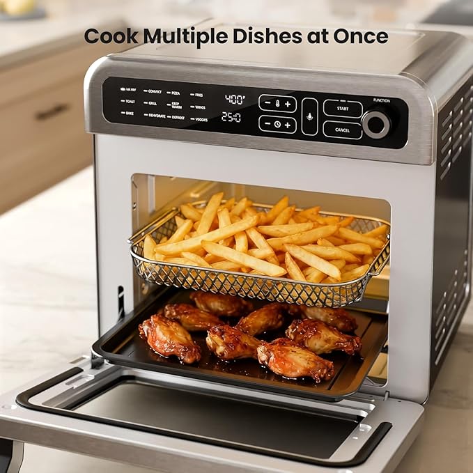 Kismile 18QT Air Fryer Toaster Oven Combo, 12-in-1 Countertop Convection Airfryer Oven, Adjustable 70–450℉ Temperature, Bake, Roast, Reheat & Broil, Fits 8-10″ Pizza, Complete Accessories Included