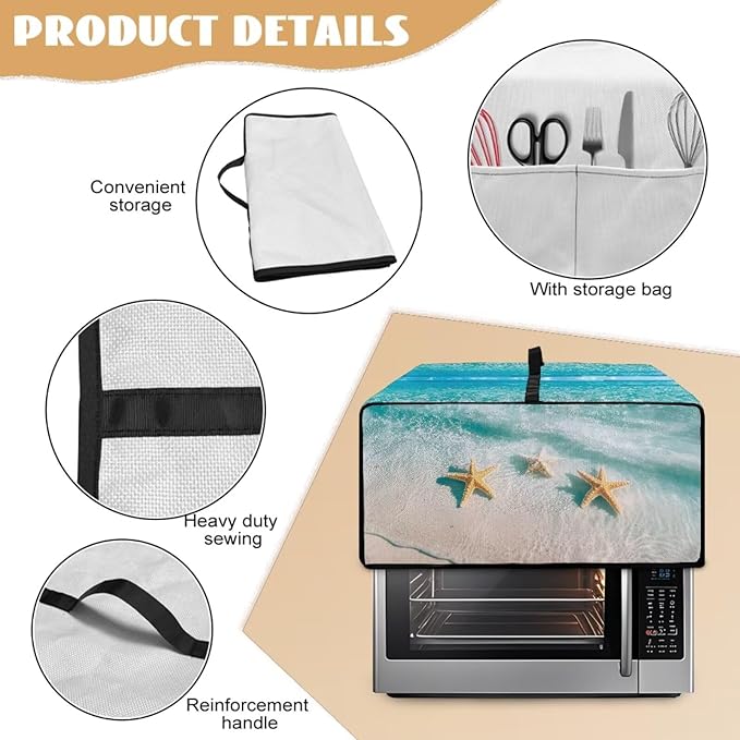 Convection Oven Cover Kitchen Countertop Appliance Covers Washable Convection Microwave Oven Protector 16.5 x 20.5 x 10 inches, M, Beach Starfish Hawaii