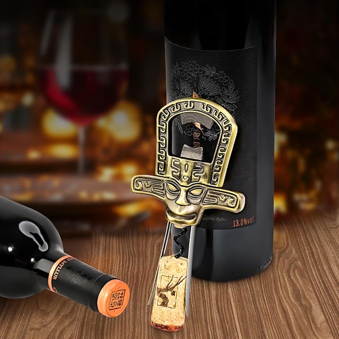 Professional Wine Opener Set for Old & Fragile Corks - 3-in-1 Cork Extractor Removes Older Wine Corks Whole & Intact, Beer Bottle Opener with Elegant Zinc Alloy Base & Stopper Set (Antique Bronze)