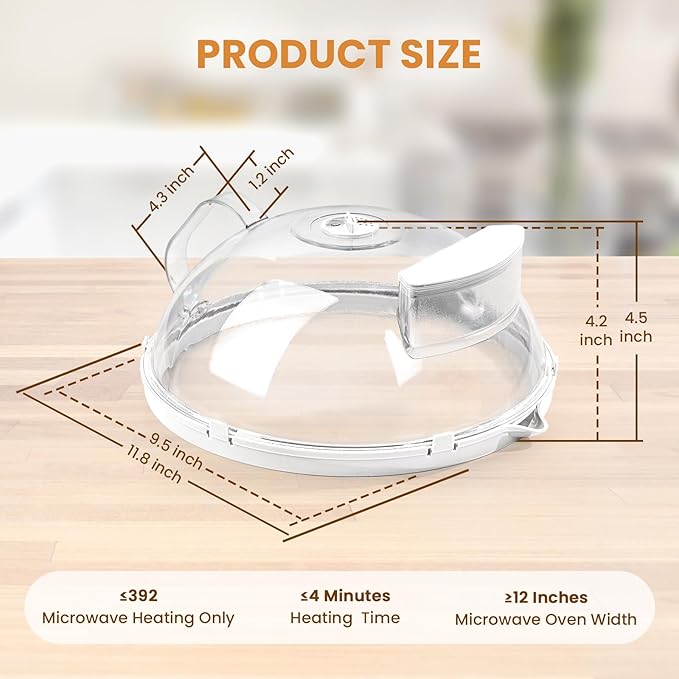 Gracenal Microwave Food Cover, 10 Inch Microwave Splatter Cover with Water Steamer and Integrated Handle, Clear Splatter Guard Microwave Cover for Food, White Cookware Lid Gifts for Mom