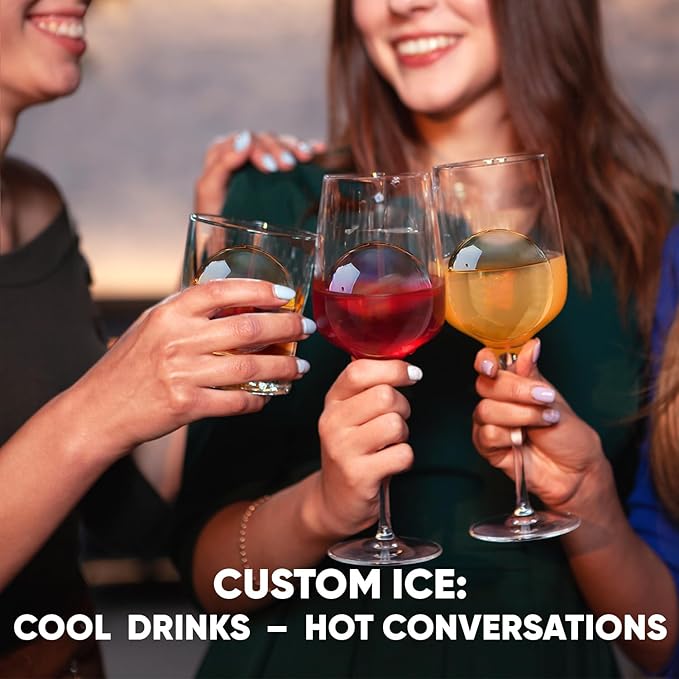 Berlinzo Clear Ice Ball Maker Mold - 2 Large 2.4-inch Crystal Clear Ice Balls for Whiskey Cocktail - New Easy-to-Remove Ice Sphere Mold, 2 Round Ice Spheres (Non-Electric)