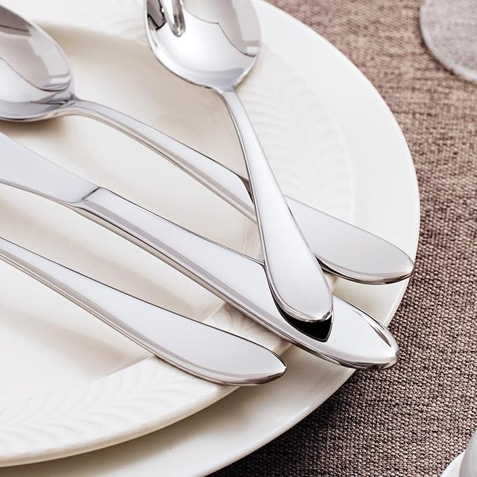KINGSTONE 40-Piece Silverware Set for 8,18/10 Premium Stainless Steel Flatware Set, for Home, Restaurant, Wedding and Party Use, Mirror-Polished Cutlery Set, Dishwasher Safe