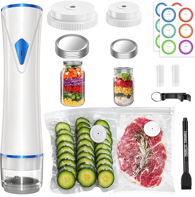 Handheld Vacuum Sealer Machine for Food Automatic Compact Vacuum Sealer Kit Food Sealer Saver with Visual Water Tank for Reusable Vacuum Bag,Regular&Wide Mouth Mason Canning Jar Mother's Day Gifts