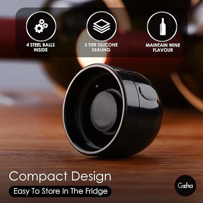 GOCHA | Vacuum Champagne Preserver | Premium Built-in Vacuum Seal | Universal Bottle Stopper | 1.5 inch Silicone Twist Top | Reusable, Leak Proof Cork | (Pack of 1)