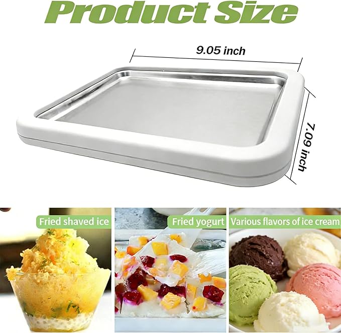 Rolled Ice Cream Maker, New At-Home Ice Cream Roller Maker, DIY Fun Family Activity Instant Ice Cream Tray with Instant Freeze Tray and 2 Scrapers(White+Pink)