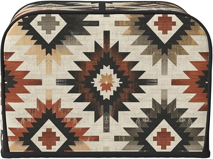 Southwestern Ethnic Aztec Covers for 4 Slice Toasters,Cute Country Bread Machine Cover with Handle,Washable Stain Resistant Kitchen Small Appliance Cover Dining Decor