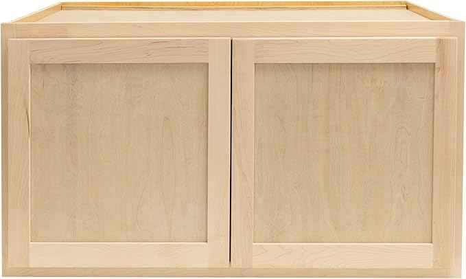 Quicklock RTA (Ready-to-Assemble) 42" Tall Wall Kitchen Cabinets - Shaker Style | 100% Hardwood | Made in America | Soft Close Hardware (Raw Maple, 24" D x 36" W x 24" H)