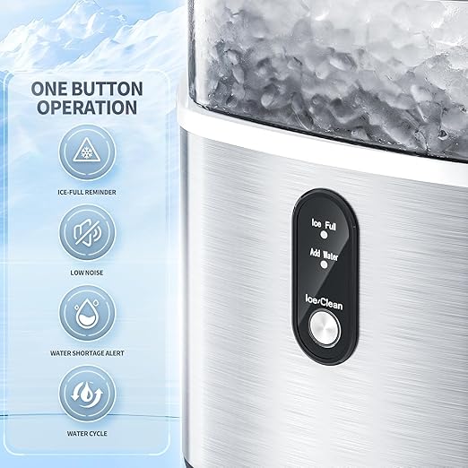 Antarctic Star Nugget Ice Maker Countertop, Chewable Nugget Ice Machine with One-Touch Operation, Self Cleaning, Fast Ice Making 34Lbs/24H, for Office/Home/Bar, Silver