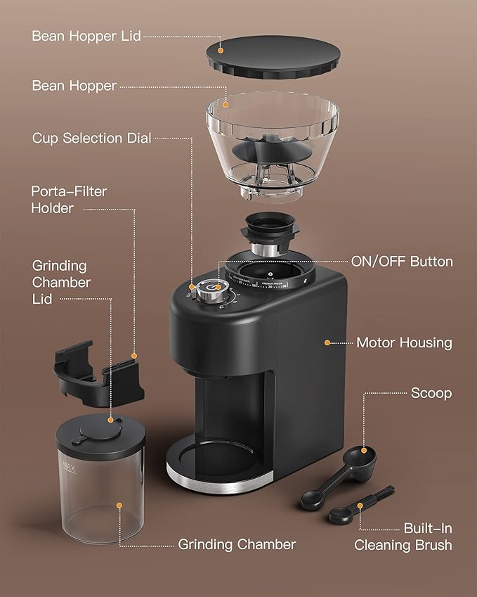 Coffee Grinder Electric, Conical Burr Coffee Grinder with 35 Grind Settings