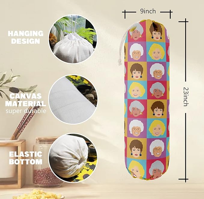 Golden Girls, Grocery Bags Holder Organizer For Shopping Bags, Wall Mount Plastic Bags Storage Container Dispensers, Gift For The Preferred Family And Friends