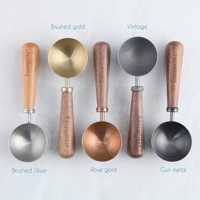 Easyworkz Espresso Steaming Pitcher Stainless Steel 15 oz Latte Art Cup, Bundled with Easyworkz Retro Stainless Steel Coffee Spoon with Black Walnut Handle,10g - Measuring Spoon (Rose Gold)