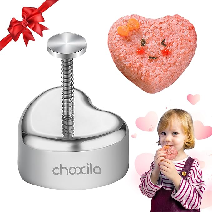Heart-Shaped Onigiri and Spam Musubi Mold - Stainless Steel Rice Ball Mold - Valentine's Day Gifts for Kids