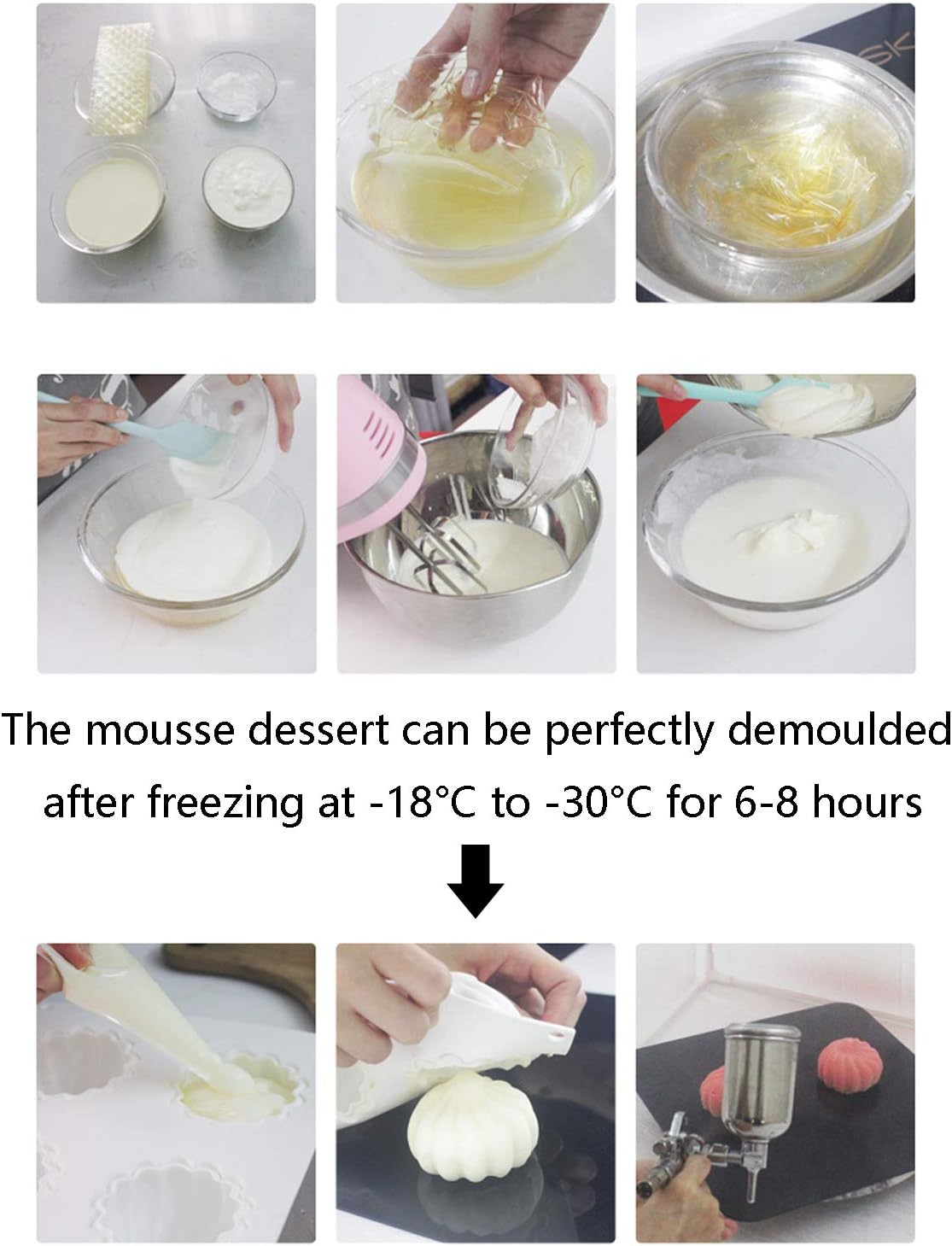 OCPO Kitchen 3D Stone Silicone Mold for Baking Mousse Cake French Dessert Pastry Chocolate Pudding Cupcake, Stone Shape (8-Cavity)