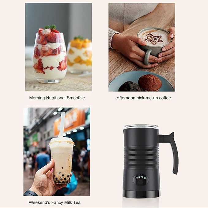 Talent Star 4 in 1 Electric Milk Frother Automatic Warm Cold Foam Maker Large Capacity Low Noise Dishwasher Safe Easy to Clean Coffee Hot Chocolate Maker Machine for Latte Cappuccinos Macchiato White