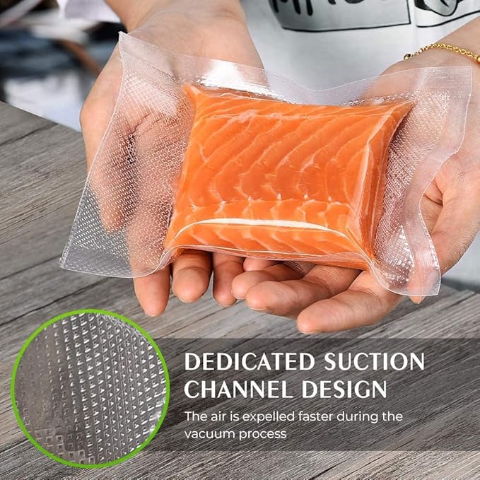 Vacuum Sealer Bags For Food - 100 Quart 8" x 12" - Commercial Grade BPA Free Bag - Durable Customized Size Food Vac Bags for Storage and Sous Vide Cooking - Puncture Prevention