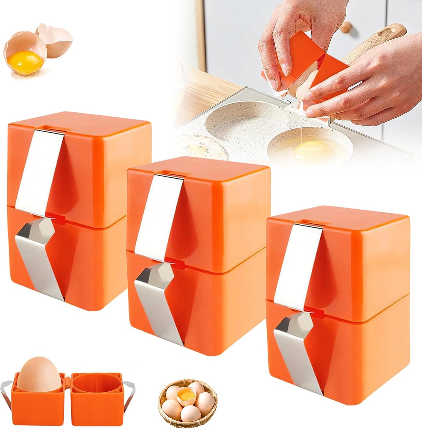 Stainless Egg Shell Opener, 2025 Upgraded Egg Shell Cutter Egg Shell Separator for Raw Eggs Gadgets, Quickly Cutting Off Cooked Eggs, Home Use Multifunctional Egg Cutter for Hard Boiled Eggs (3)