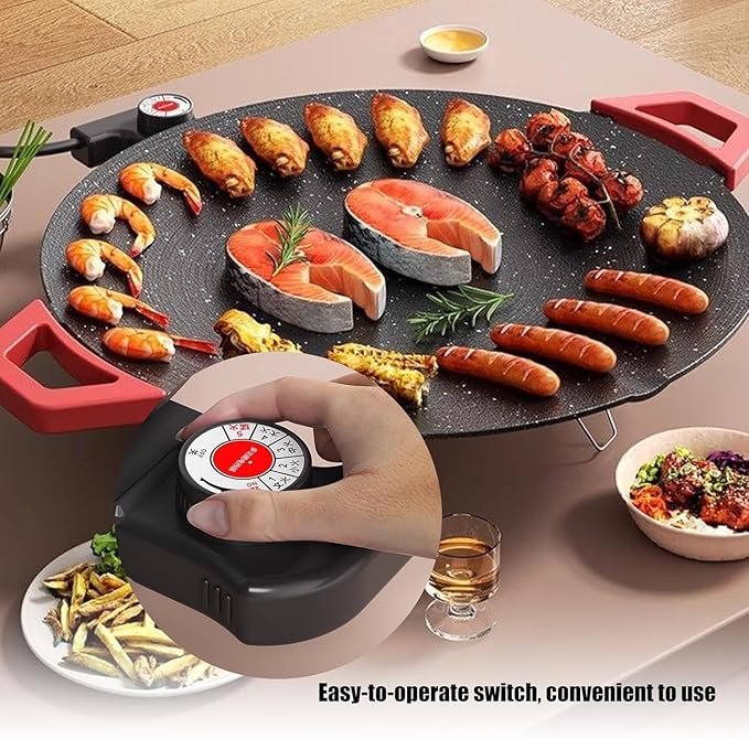 Non-Stick Electric Indoor Grill Pan, Indoor Smokeless Electric Griddle, 2026 Upgraded Smokeless Indoor Electric Grill & Nonstick Griddle for Steaks, Burgers and Indoor Cooking (Without Accessory)
