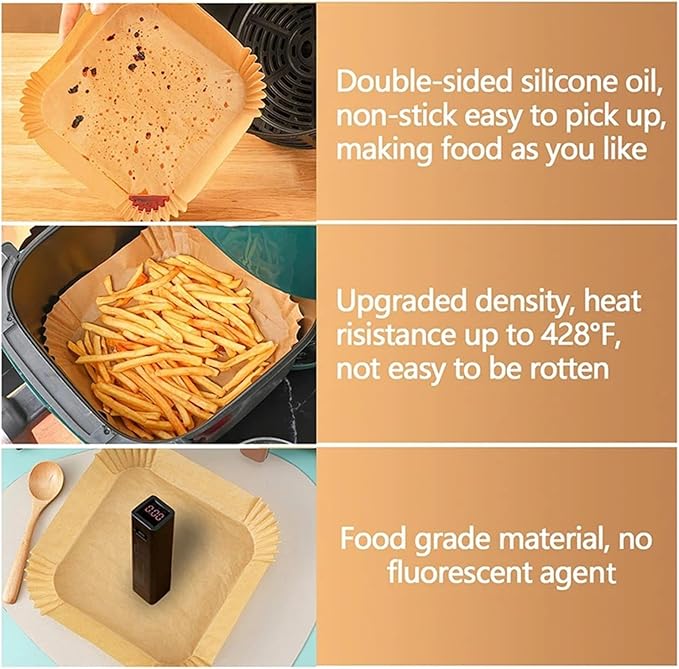 Large Air Fryer Disposable Paper Liners Nonstick 23cm Oven Airfryer Parchment Baking Paper ，Compatible For Ninja，Compatible For COSORI ，Grill Cooking Basket(23cm round,150 Pcs)