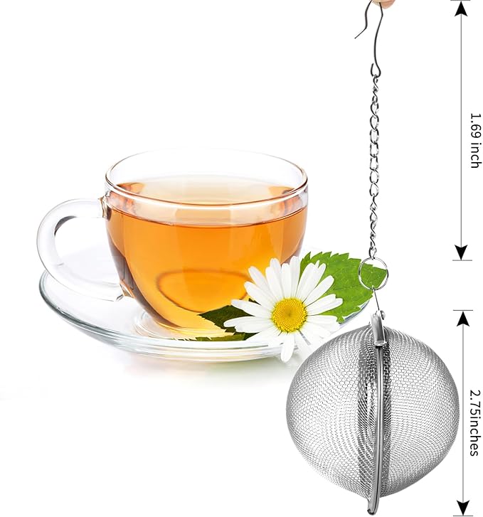 Fu Store 2pcs Stainless Steel Mesh Tea Ball 2.7 inches Tea Strainers Teas Infuser Strainer Filters for Teas