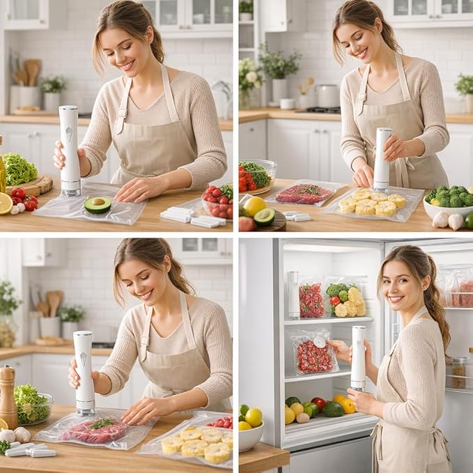 Preserve Compact Vacuum Sealer for Food (Vacuum Sealer Machine + 30 Reusable Vacuum Bags) Powerful Handheld Vacuum Sealer Machine, Seal Meal Saver, Portable Food Sealer