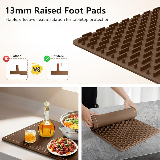 Warming Silicone Mat for Food - Day Gifts Kitchen Gadget, Graphene Rapid Heating, Warming Tray with 6-Level Temp Control, Rollable, Easy Clean - for Parties, Gatherings (Brown)