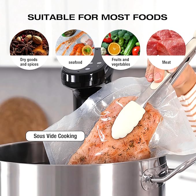 RAIN SPIRIT Handheld Vacuum Sealer for Food, Compact Vacuum Sealer Machine,Cordless Portable Food Saver Machine & Reusable Bags Compact for Travel, rechargeable vacuum sealer (White with 10 bags)