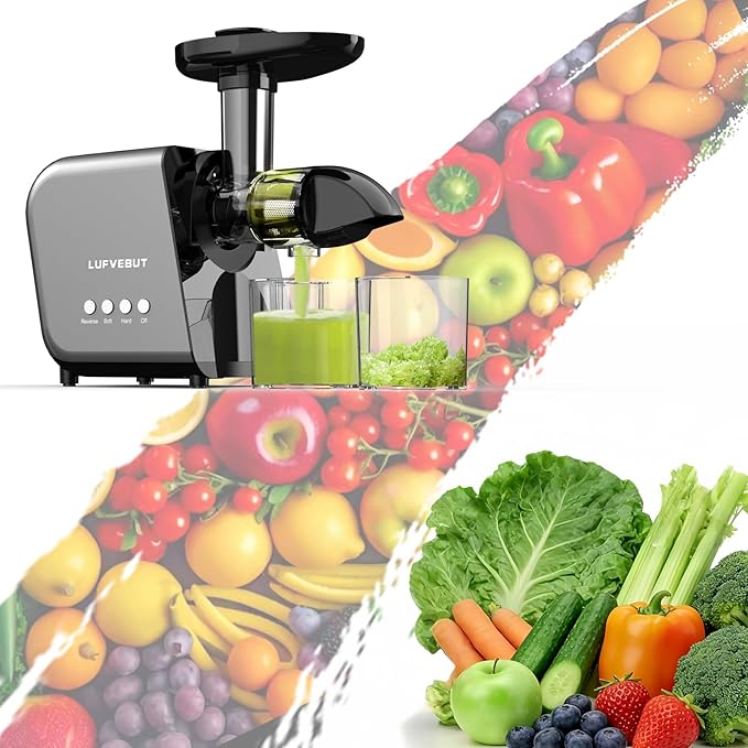 Cold Press Slow Juicer for Fruits & Vegetables Celery Carrot Ginger, Masticating Juicer Machine Soft Hard Mode, Reverse Function,250W Motor, Easy To Clean, Fresh Orange Juice Extractor
