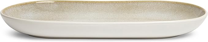 SANGO Anderson Serving Platters Set of 2, 14/12 Inch Stoneware Serving Dishes for Entertaining, Glossy Party Serving Trays for Food, Buffet Oval Platters for Bread, Appetizer, Cheese, Reactive Cream