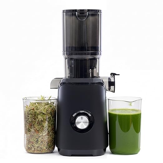 Simple Deluxe Cold Press Juicer, Slow Masticating Juicer Machines with Wide Feed Chute, Fits Whole Fruits and Vegetables, High Juice Yield, BPA Free, Easy to Clean, Black