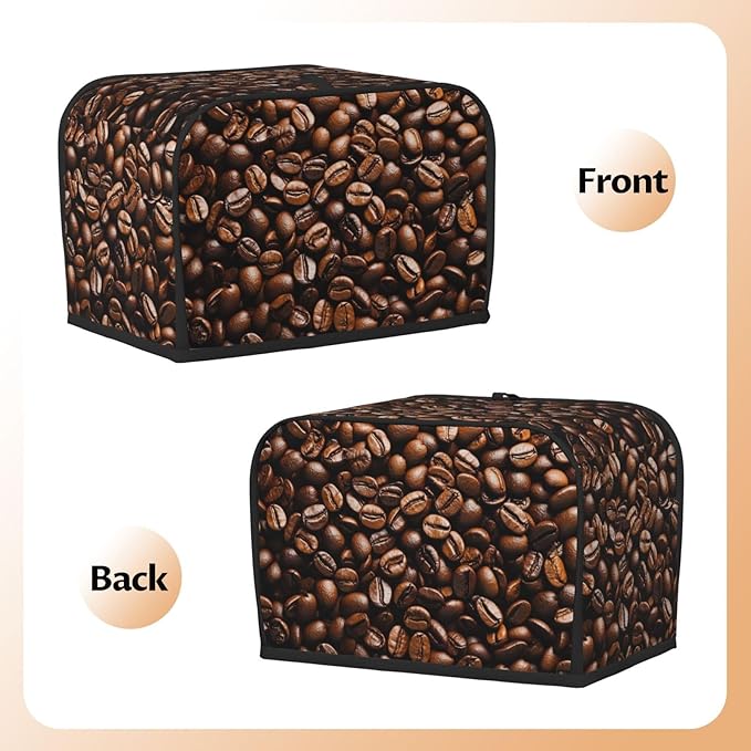 Coffee Print Toaster Cover 2 Slice, Cute Country Bread Machine Cover, Washable Toaster Kitchen Small Appliance Cover Stain Resistant,with Top Handle