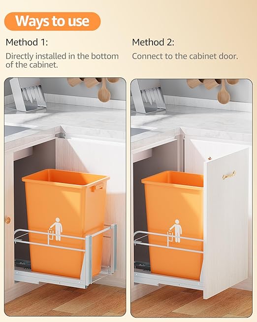Pull Out Trash Can Under Cabinet with Soft-Close Slides,Garbage Can Not Included,Heavy Duty Under Sink Trash Can Kit for Kitchen, Requires Minimum Cabinets Opening 12" W X 18" D