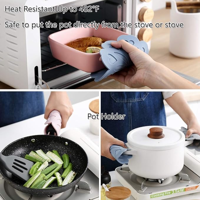 Set 4 Silicone Trivet Mat - Hot Pot Holder Hot Pads for Table & Countertop - Trivet for Hot Dishes - Non-Slip & Heat Resistant Modern Kitchen Hot Pads for Pots & Pans, Assort 4 Colors