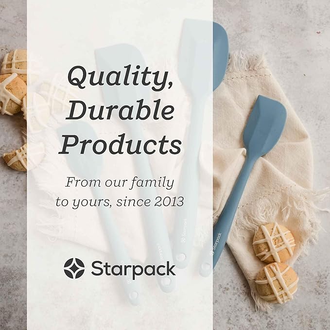 Starpack 'Scrape & Stir' Silicone Spatula Set (2 Pcs) - Heat Resistant Spatulas Set 600°F - Food Grade Kitchen Spatulas - LFGB Grade Nonstick Baking and Cooking Rubber Spatula Set