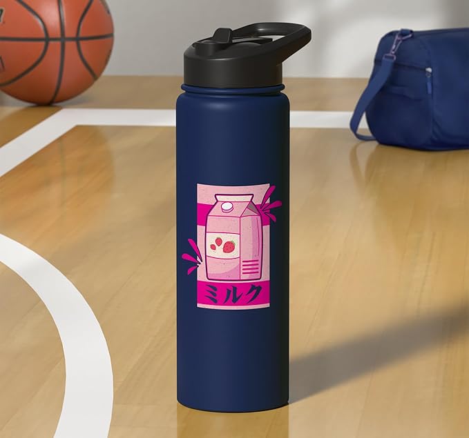 Funny Kawaii Japanese Strawberry Milk Shake Carton Milkshake Stainless Steel Insulated Water Bottle