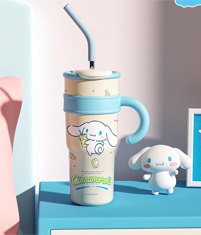 Cinnamoroll Lemon Stainless Steel Insulated Tumbler with Lid Straw Handle 1200ml