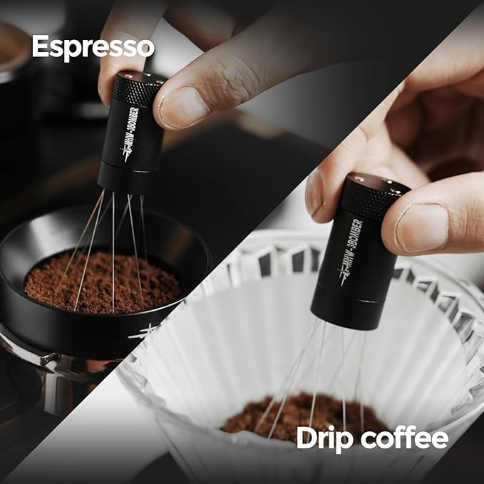 MHW-3BOMBER WDT Tool Espresso Distribution Tool with Magnetic Stand for Barista + MHW-3BOMBER Milk Frothing Pitcher 12oz Milk Frother Cup Espresso Steaming Pitcher