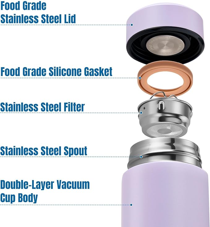 PARACITY Insulated Water Bottle,15 oz Stainless Steel Thermal mug, Double Wall Vacuum Water Bottle, Metal Water Bottle Keeps Hot for 12 Hrs, Cold for 24 Hrs, for Coffee, Drinks(pink)
