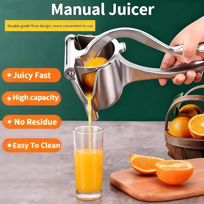 Hand Juicer Squeezer, Aluminum Alloy Fresh Fruit Juice Extractor, Fruit Juice Handheld Press Squeezer with Seed Filter, Heavy Duty Manual Hand Press Juicer for Orange Pomegranates Apple Lemon Lime (1)
